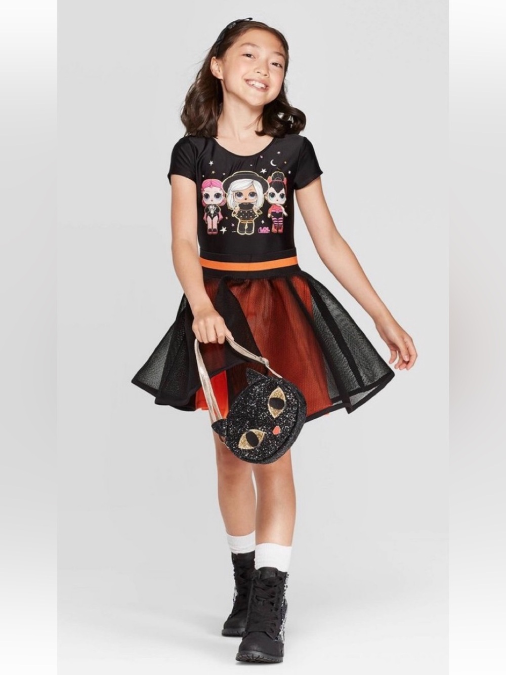 L.O.L. Surprise! Black & Orange Girls Halloween Skater 2pc set L 10/12 Plus